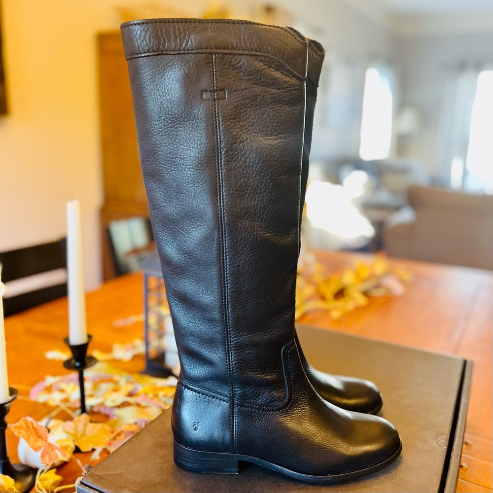 Frye Black Tall Leather Riding Boots